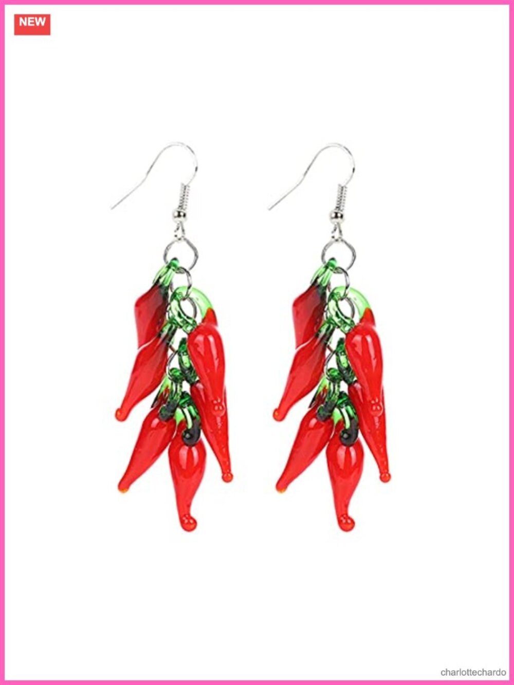 Red Chili Pepper Drop Earrings Resin Simulation Vegetable Dangle Spicy Capsicum
